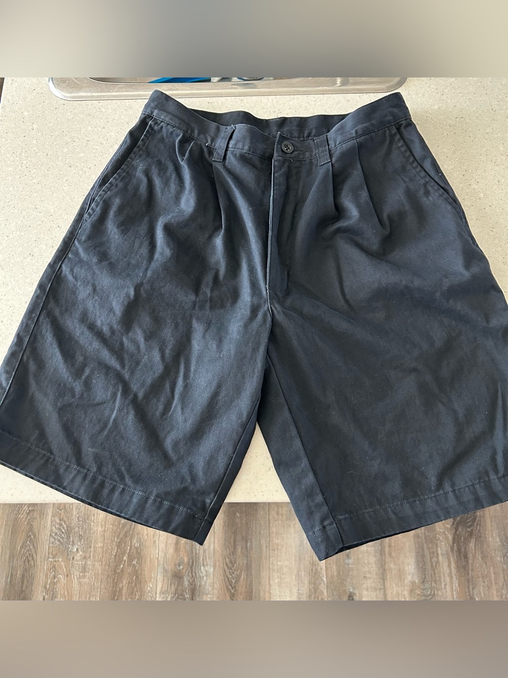 Daniel David Men's Flat Front Navy Pleated Shorts